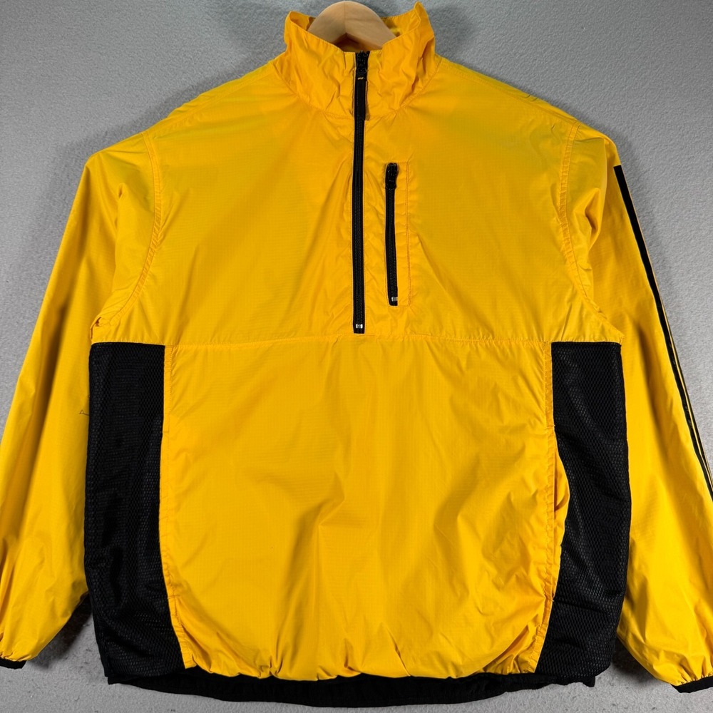 Vintage Old Navy Windbreaker Jacket Mens Medium Yellow Fleece Lined Weatherproof
